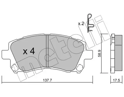 Комплект гальмівних колодок (дискових) Metelli 22-0296-0