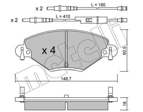Комплект гальмівних колодок (дискових) metelli 22-0331-0