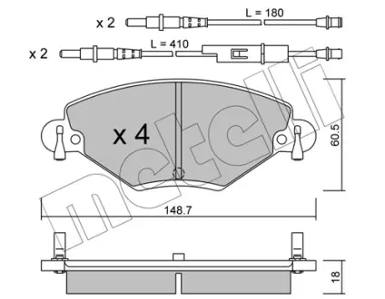 Комплект гальмівних колодок (дискових) metelli 22-0331-0