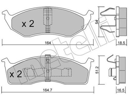 Комплект гальмівних колодок (дискових) metelli 22-0356-0 на Крайслер 300м