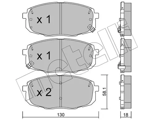 Комплект гальмівних колодок (дискових) Metelli 22-0513-1 (фото 1)