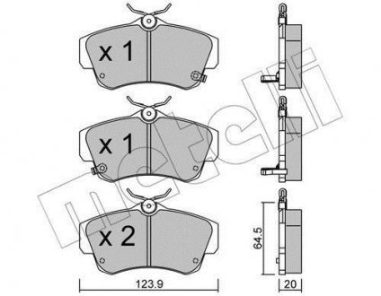 Комплект гальмівних колодок (дискових) metelli 22-0521-0