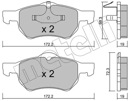 Комплект гальмівних колодок (дискових) metelli 22-0523-0