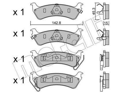 Комплект гальмівних колодок (дискових) metelli 22-0527-0