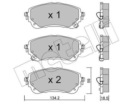 Комплект гальмівних колодок metelli 2212340 на Лексус Rx350