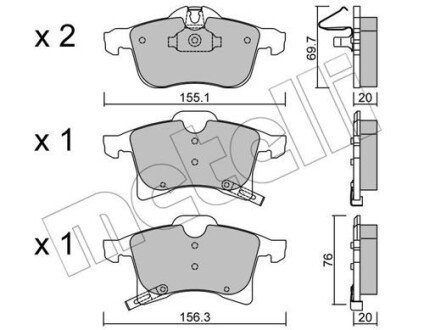 Передние тормозные колодки metelli 2205390