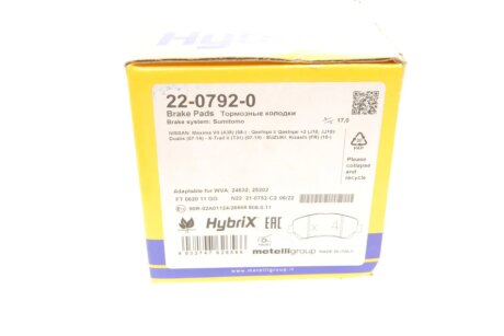 Передні тормозні (гальмівні) колодки metelli 2207920