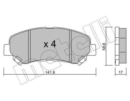 Передні тормозні (гальмівні) колодки metelli 22-0792-0 на Ниссан Qashqai j10