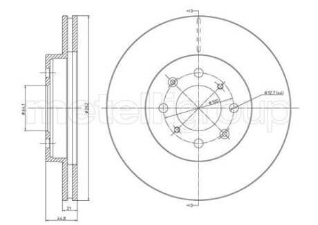 Вентильований гальмівний диск metelli 23-0344C