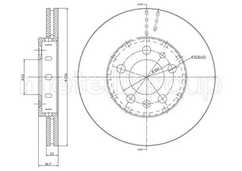Вентилируемый тормозной диск metelli 23-0390C