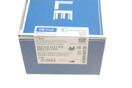 Комплект гальмівних колодок meyle 0252206221PD