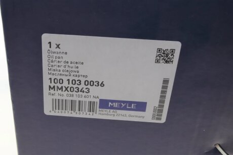 Поддон картера двигателя meyle 1001030036