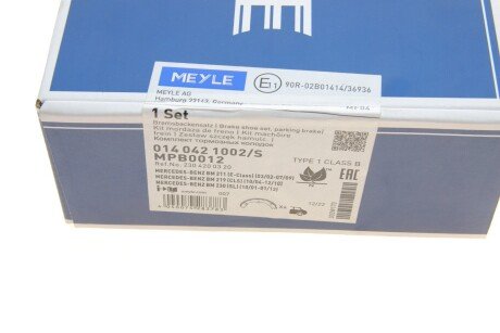 Комплект гальмівних колодок, стояночного гальма meyle 0140421002S