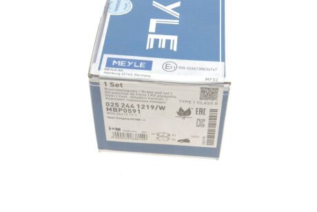 Передні тормозні (гальмівні) колодки meyle 0252441219W