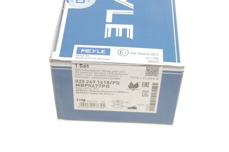 Передние тормозные колодки meyle 0252491418PD