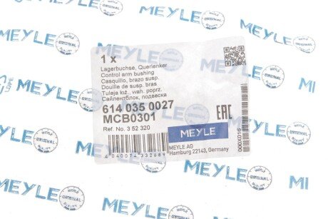 Сайлентблок переднего рычага meyle 6140350027