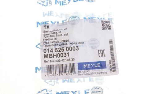 Шланг тормозной передний meyle 0145250003