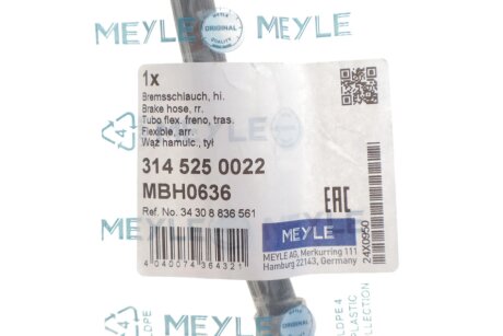 Шланг гальмівний задній meyle 3145250022