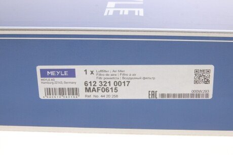Воздушный фильтр двигателя meyle 6123210017