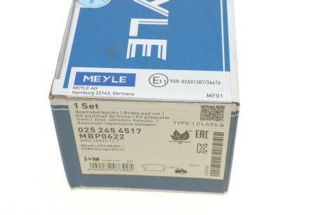 Задние тормозные колодки meyle 0252454517