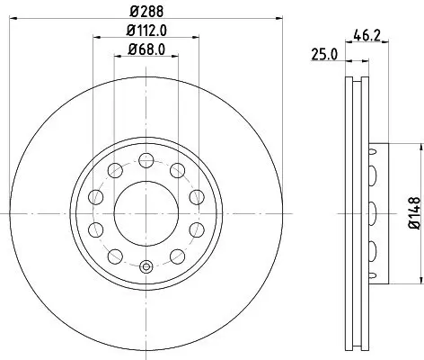 Вентилируемый тормозной диск mintex MDC768C