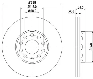 Вентилируемый тормозной диск mintex MDC768C Хонда Прелюд