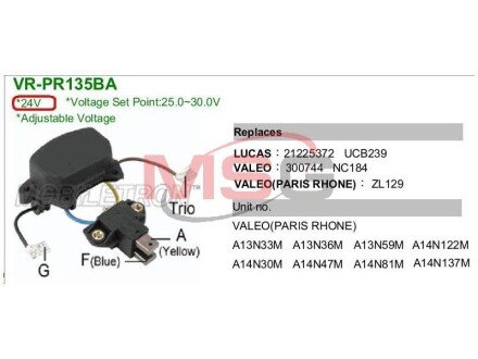 Реле-регулятор напруги генератора mobiletron VRPR135BA