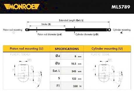 Амортизатор багажника monroe ML5789