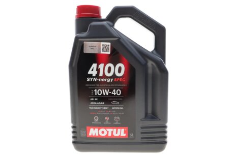112892 Олива двигуна 5L 4100 Synergie Spec SAE 10W40 (ACEA A3/B4, API SP MB 229.3 PSA B71 2300 RN 0700/RN 0710 VW 501 01/505 00) motul 387706