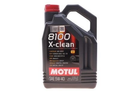 Олива моторна 100% синтетична д/авто 8100 X-Clean 5W40 4L motul 843450