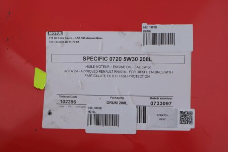 Олива Specific 0720 SAE 5W30 208 L motul DSC102396