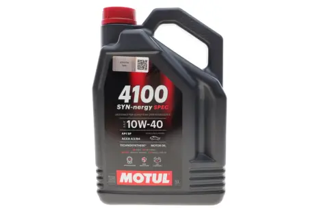 112892 Олива двигуна 5L 4100 Synergie Spec SAE 10W40 (ACEA A3/B4, API SP MB 229.3 PSA B71 2300 RN 0700/RN 0710 VW 501 01/505 00) motul 387706