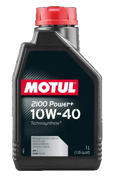 MOTUL 1л 2100 Power+ 10W-40 Олива TECHNOSYNTHESE A3/B4, SL/CF, VW 501 01 505 00, MB 229.1H, PSA B71 2300, RN0700 motul 108648