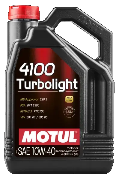Олива мот 10W40 4L 4100 TURBOLIGHT MB 229.3/229.1/PSA B71 2300/RN0700/VW 501 01/505 00 motul 109462