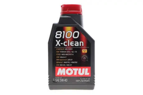 Олива моторна 100% синтетична д/авто MOTUL 8100 X-Clean 5W40 1L Motul 843411