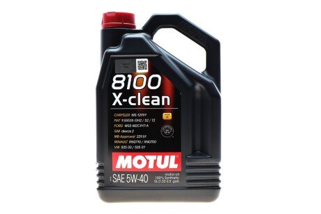 Олива моторна 100% синтетична д/авто 8100 X-Clean 5W40 5L motul 843451 на Шкода Октавия а5