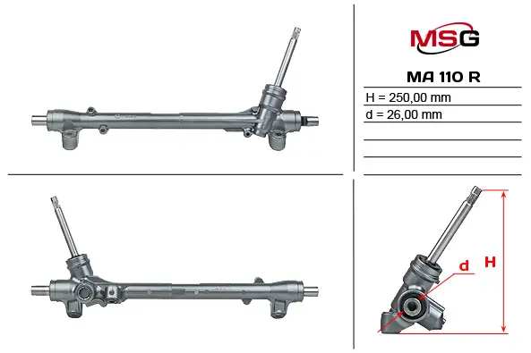 Рульова рейка MSG MA110R (фото 1)