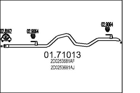 Труба глушника mts 01.71013