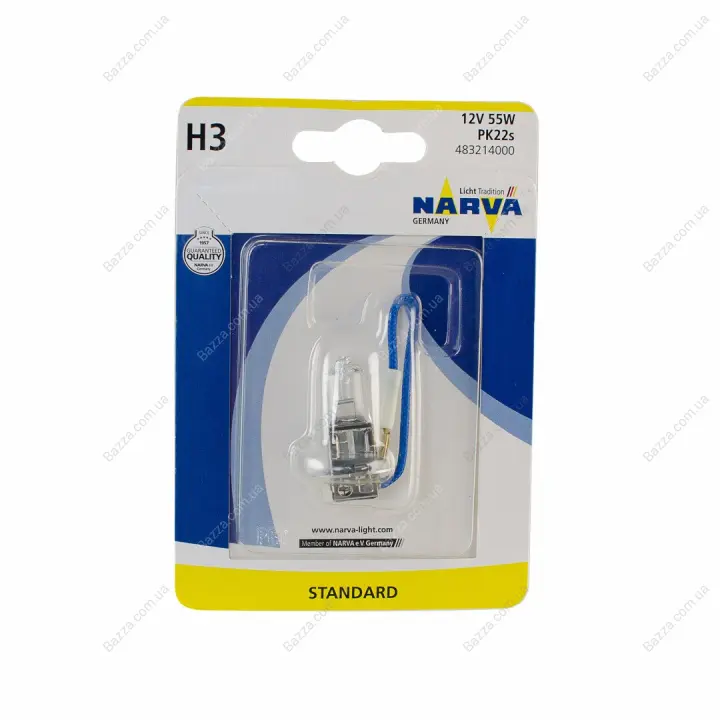 Лампа накаливания H3 12V 55W PK22s (пр-во Narva) NARVA 48321B1