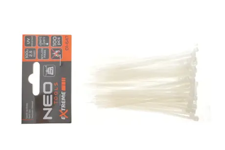 Стяжки кабельні EXTREME 2,5 × 100 мм, білі 100 шт. NEO TOOLS 01647