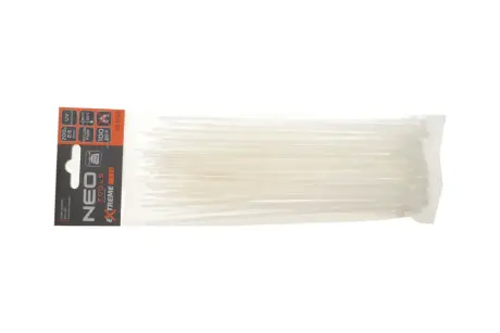 Стяжки кабельні EXTREME 2,5 × 200 мм, білі, 100 шт. NEO TOOLS 01650