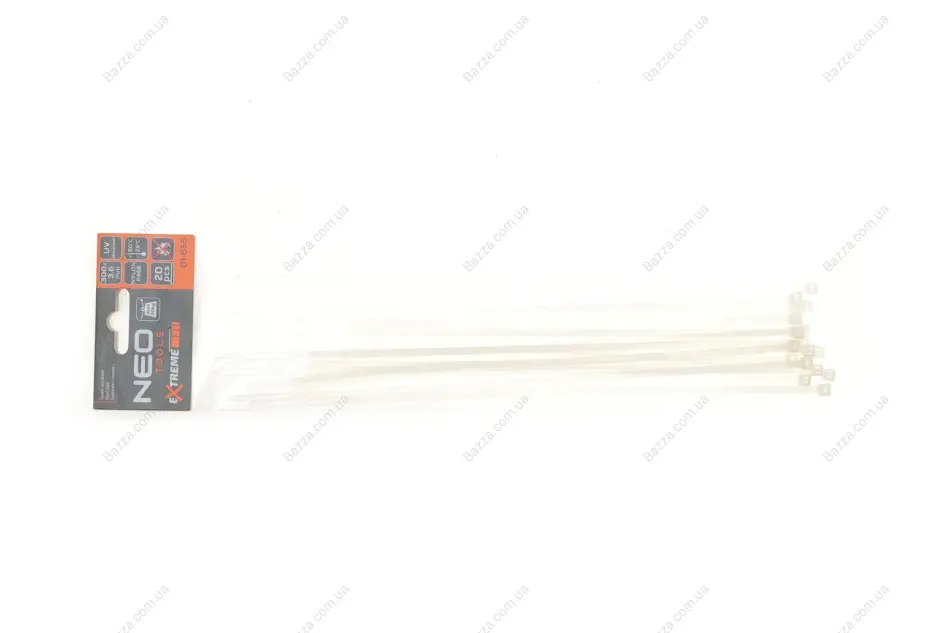 Стяжки кабельні EXTREME 3,6 × 300 мм, білі 20 шт. NEO TOOLS 01655
