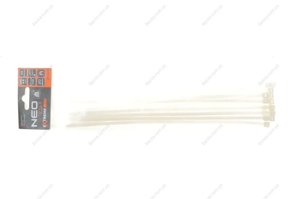 Стяжки кабельні EXTREME 4,8 × 300 мм, білі 20 шт. NEO TOOLS 01660