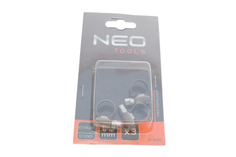 Хомут черв`ячний 8-12/9 мм, W4, 3 шт. neo tools 11400