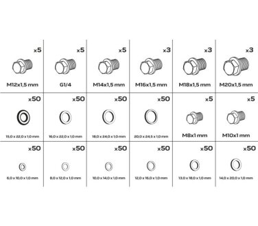 Набір мідних прокладок і корків, 534 шт. neo tools 11974