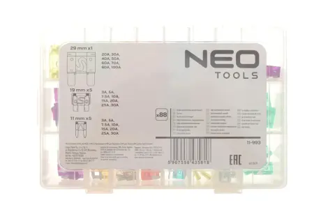 Набір запобіжників автомобільних, набір 88 шт. NEO TOOLS 11993