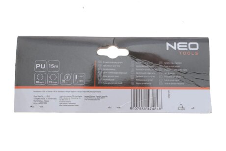 Шланг напірний спіральний 10,0 х 15 мм, 15 м, ПУ neo tools 148001