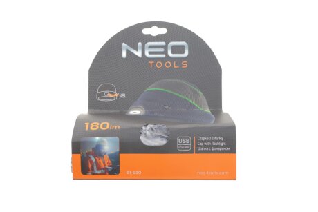 Шапка з ліхтариком, темно-синьо-сіро-зелений PREMIUM neo tools 81630