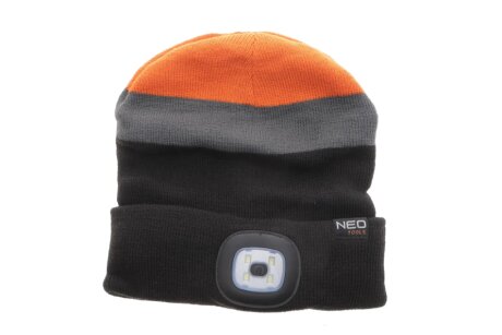 Шапка з ліхтариком, чорно-сіро-жовтогаряча WARM neo tools 81631