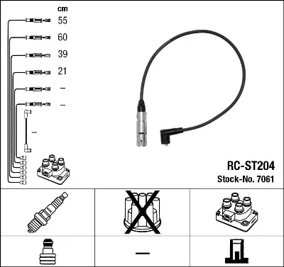 К-кт проводiв (RC-ST204) SEAT Leon/Toledo ""1,6 ""98-06 NGK 7061